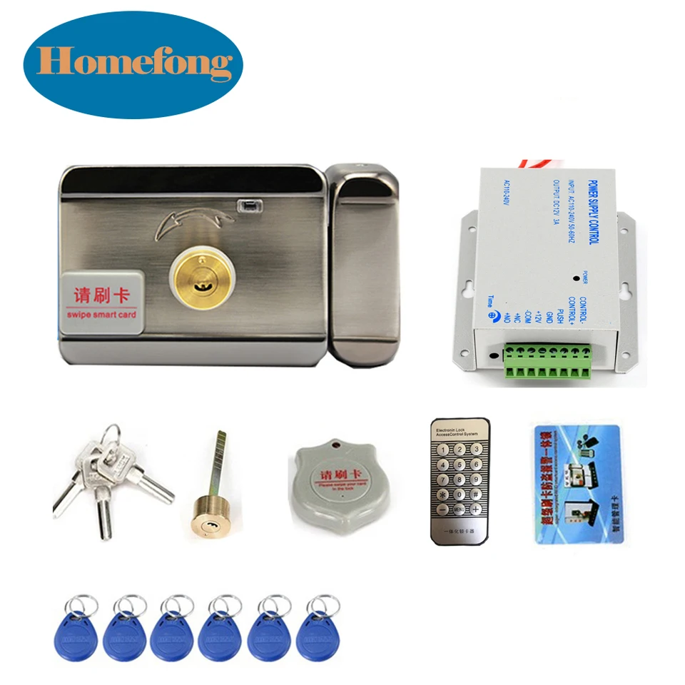 Homefong Electric Lock 12V s inteligentným RFID odomykaním kľúča Dvery Control 3A napájací zdroj