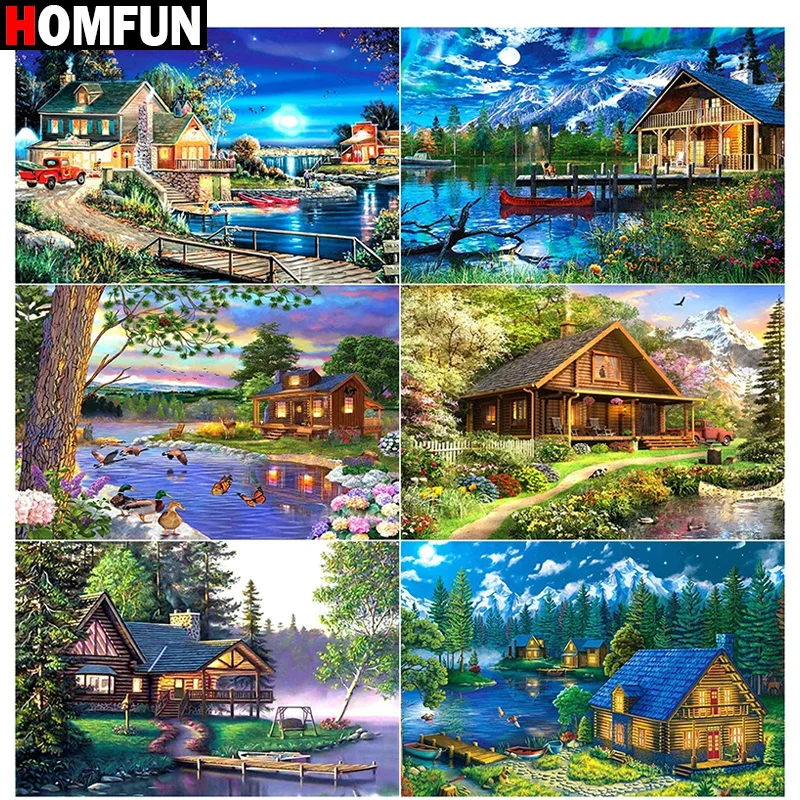 Homfun Plné štvorcové/okrúhle vŕtačka 5D DIY Diamond Painting 