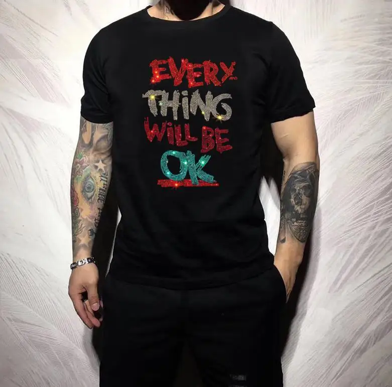 Homme Diamond Outfits Plein Ali Brand Slim Fit Tričká Men s krátkym rukávom Streetwear Men