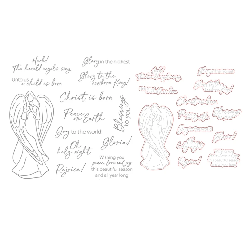 Honb Vianoce Artsy Angel Clear Stamps Cutting Dies pre nové október 2022 Scrapbooking Paper Careing Craft Card Card