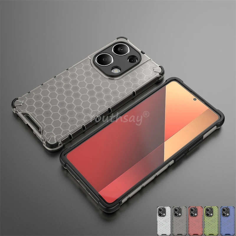 Honeycomb Shockproof pre Xiaomi Redmi Poznámka 13 Pro Case Armor Capa Redmi Poznámka 13 Pro Cover Translucent Protectional Case