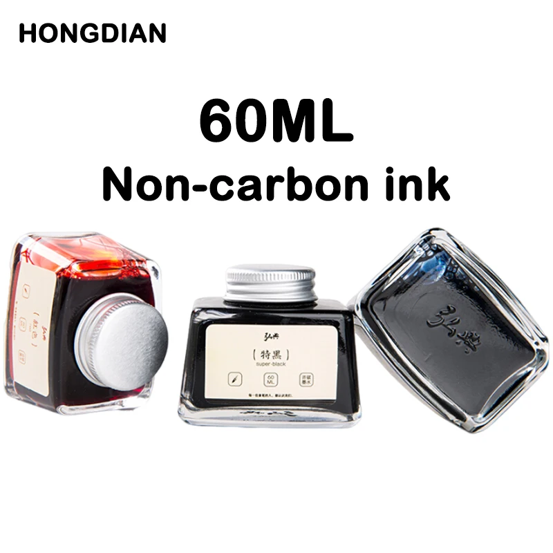 Hongdian 70/60/18 ml Fountain Pen Atrament Vysoko kvalitný farebný atramentový sklenený fľaškový atramentový náplň Kancelária Kancelária Kancelária