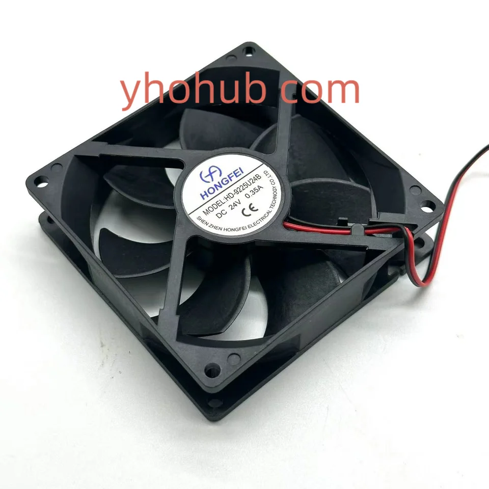 Hongfei HD-9225U24B DC 24V 0,35A 92x92x25 mm 2-vodičový sebastňový ventilátor