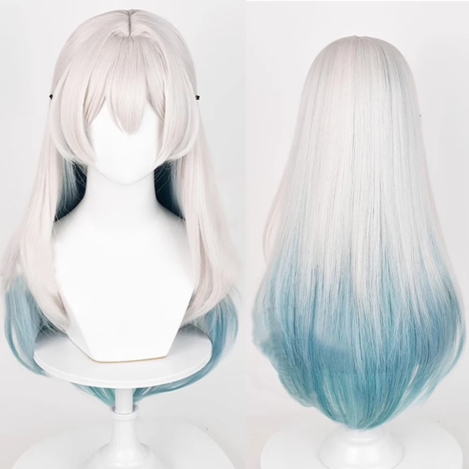 Honkai Star Rail Firefly Parochňa syntetické Long Ombre Grey Green Blend Game Cosplay Women Hair Parochňa pre večierok