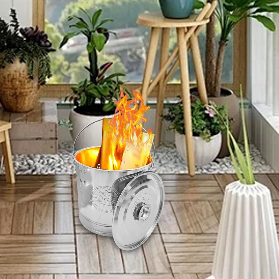 Horenie vedra s vekom prenosný papier Burn Horiaci papier PAPLAPLA POŽIARNE POŽIARNE Tradičný poklad pre vonkajšiu záhradu
