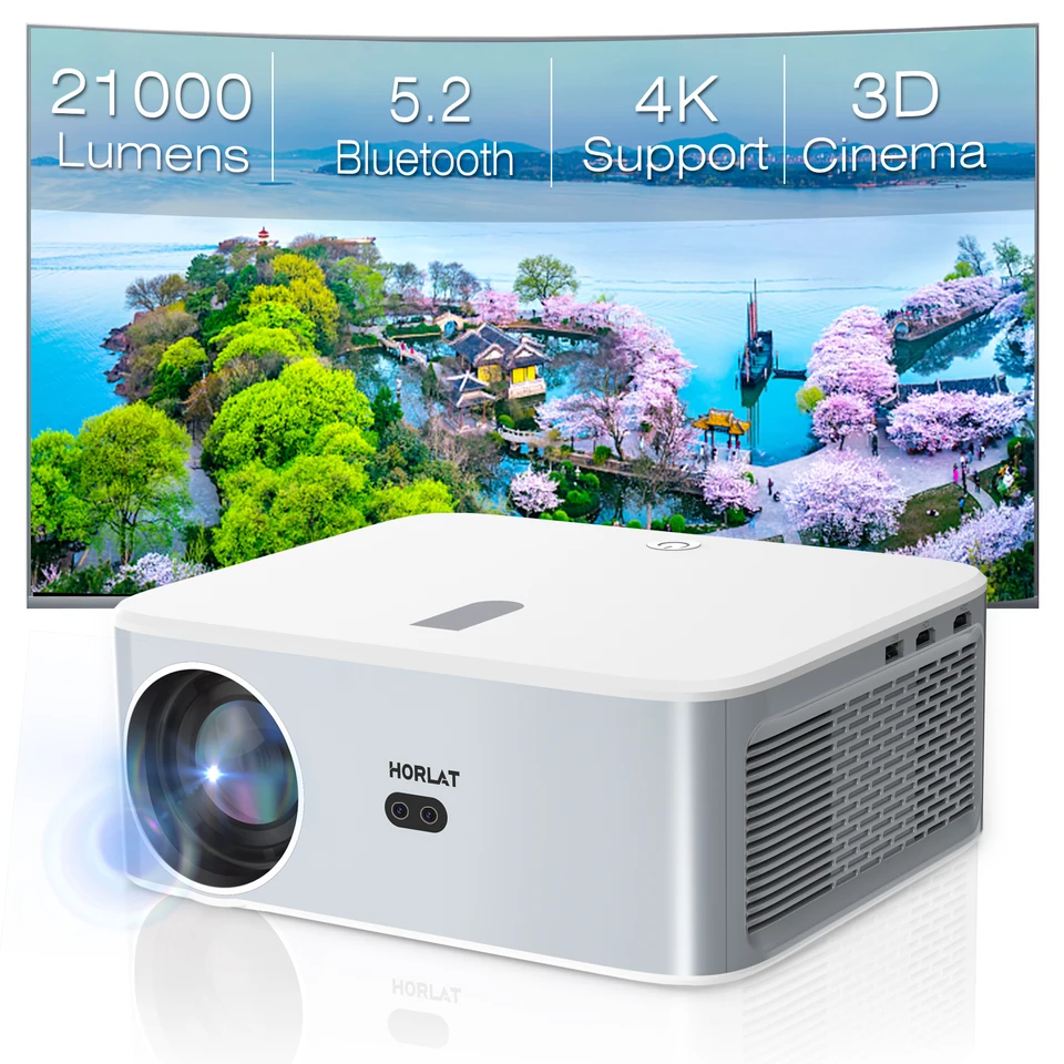 Horlat 21000lumens Android 4K Projector LED Beamer Full HD 1080p Video domáce divadlo Keystone 5G WiFi Prenosný proyektor