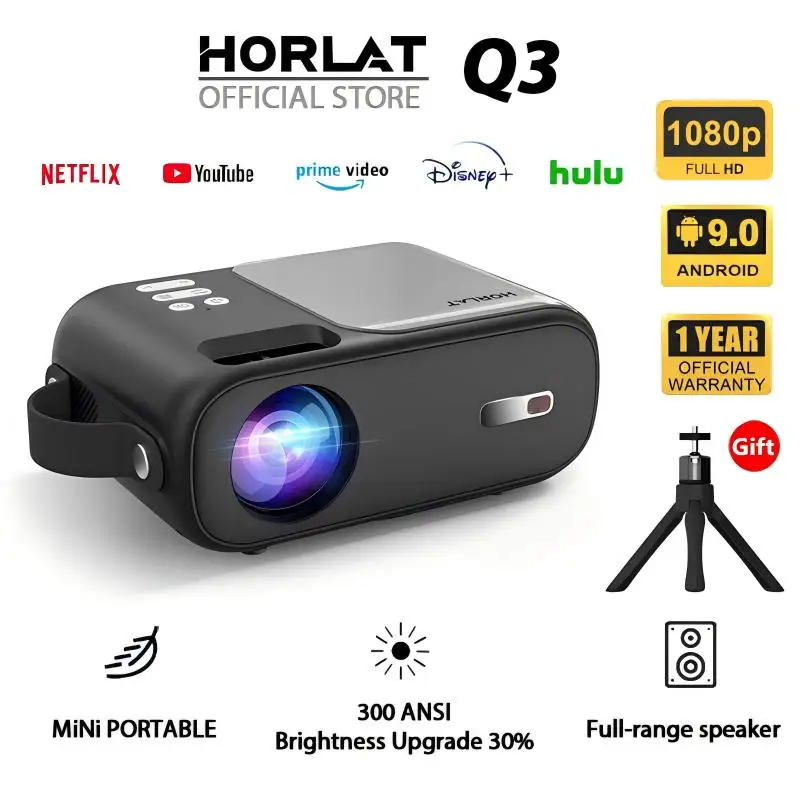 Horlat Mini projektor Android Beamer 12000lumens Plno HD prenosný vreckový proyektor Mini Beamer 5G Dual WiFi Home Video Theatre