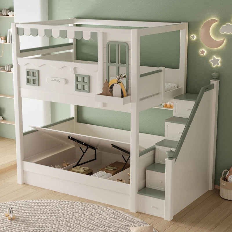 Horné a dolné poschodové postele sú postele a posteľné postele, malé posteľ vyvýšeného bytu je multifunkčná sestra a brat Bed Bed