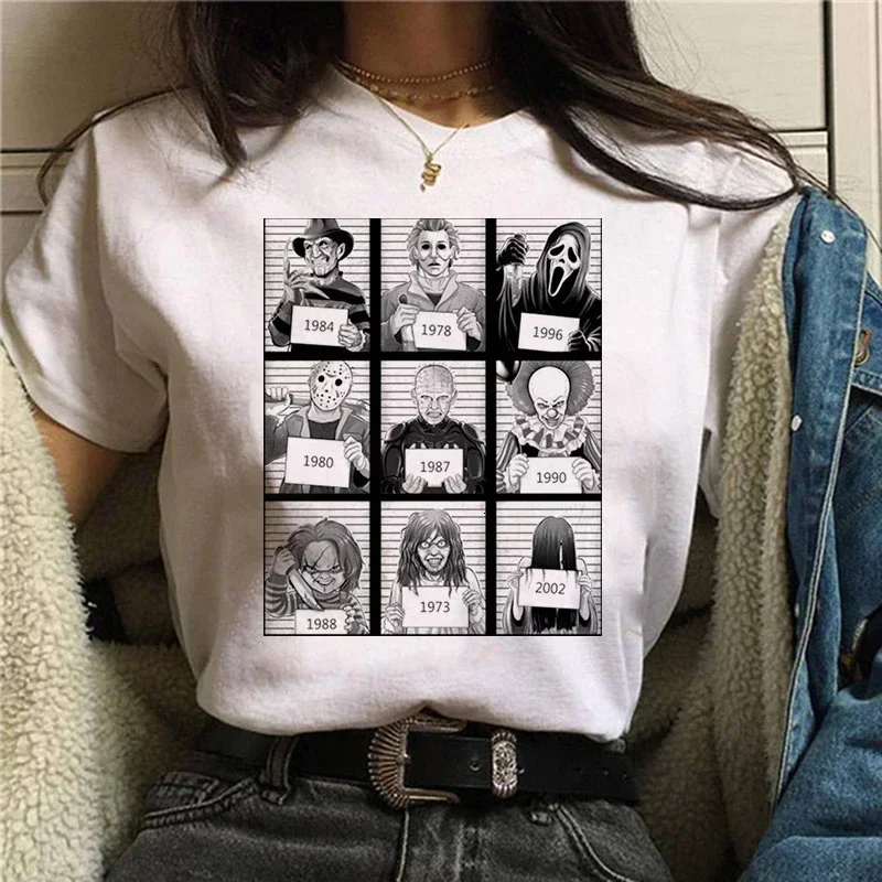 Hororovia priatelia Pennywise Michael Myers Jason Voorhees Halloween Dámske tričko Top Ouija T košeľa Camiseta ženské tričko