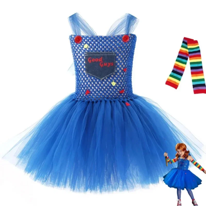 Hororové filmy detská hra Chucky Cosplay kostým deti Halloween Fluffy Dress Detir Girl Kawaii Carnival Suit