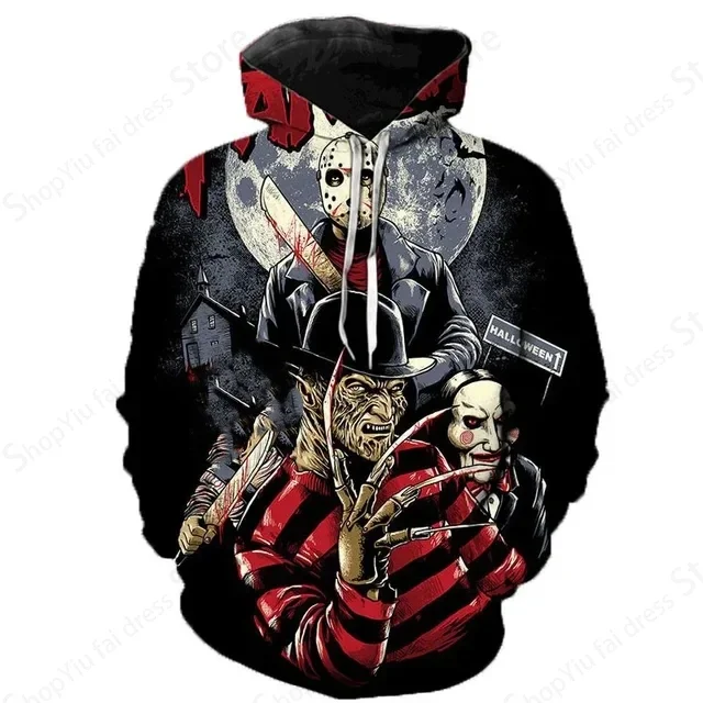 Hororový film Halloween Killer 3D tlač mikiny Men ženy módne mikiny mikina