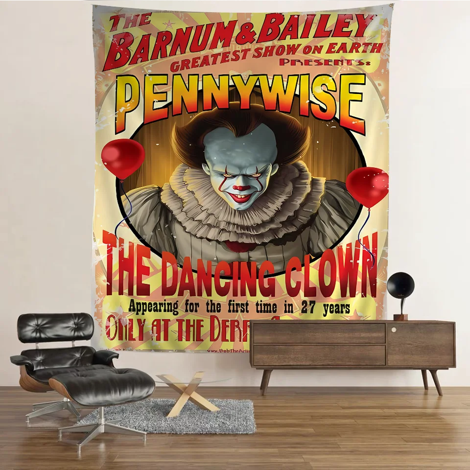 Hororový film i-it p-pennywise klaun anime tapiséria pre obývaciu izbu domáca koľaj