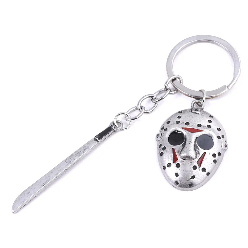 Hororový film piatok Keychain Jason Voorhees maska ​​machete zliatiny Key Chains Fan Darček šperky