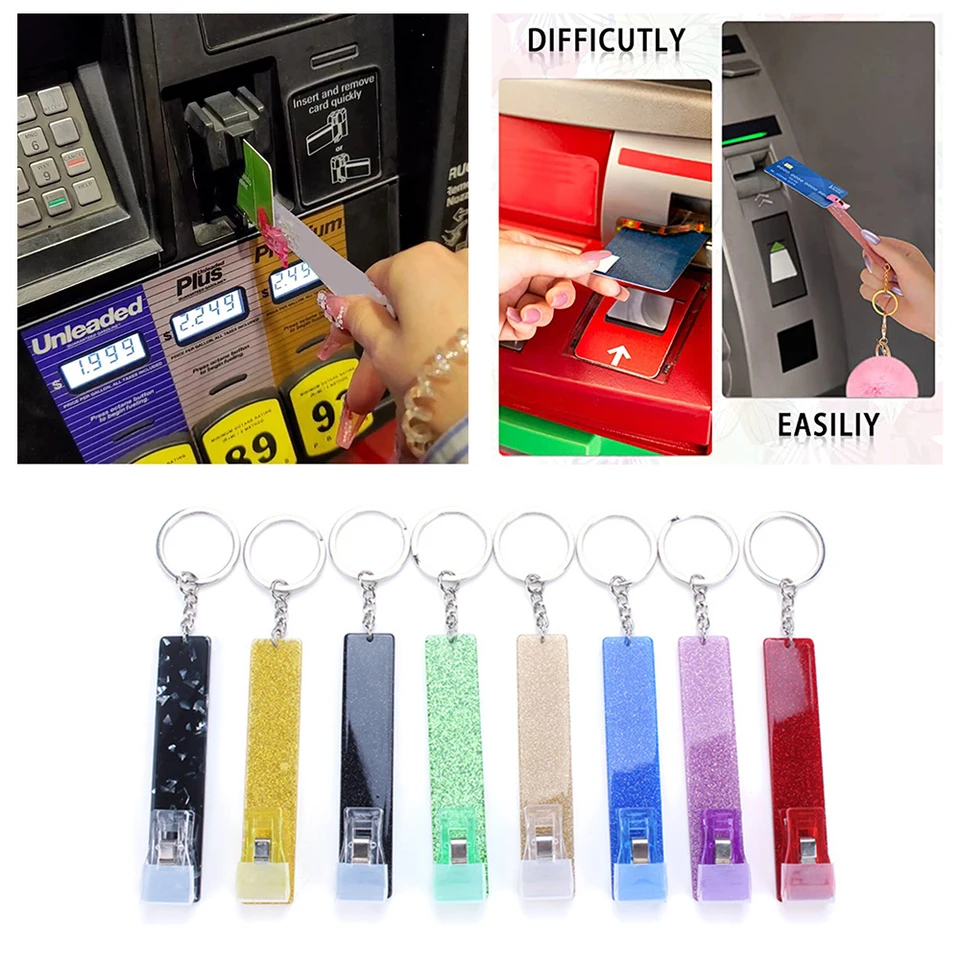 Horúca bankomat karta Grabber reťaz kľúča karta Gripper Puller Vlastná kreditná karta Grabber Keychain Card Clip pre dlhé kľúče na nechty Key Key