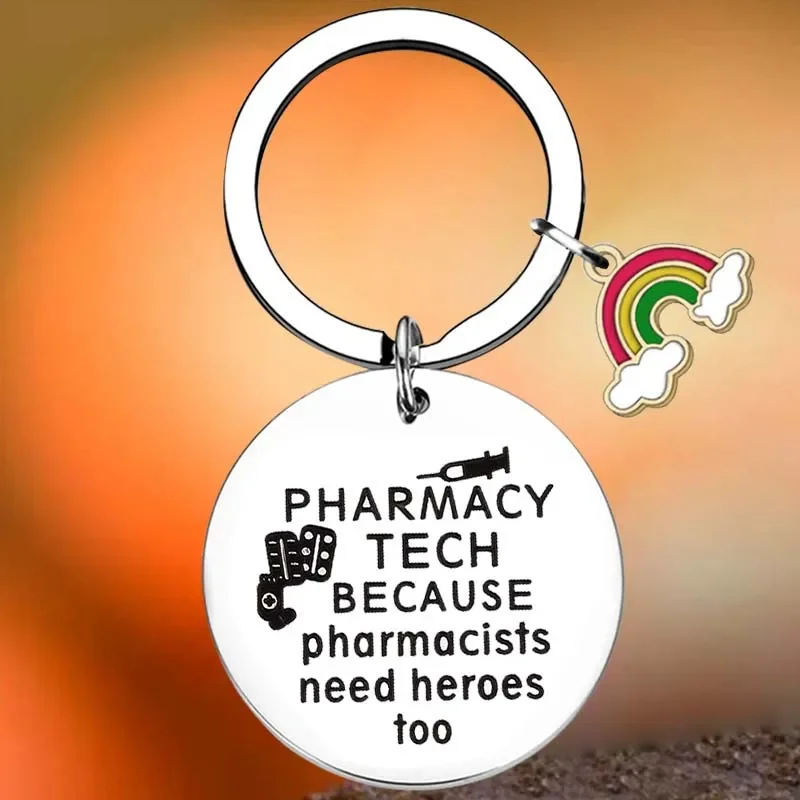 Horúca farmaceutická technika Kľúčový reťazec Ring Pharmacy Technik Keychains prívesok PT RX Pharmacy Student Darček