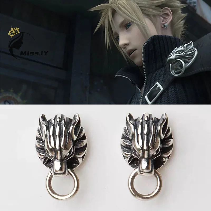 Horúca hra Final Fantasy Cloud Spife Wolf Stud náušnice pre mužov darček darček
