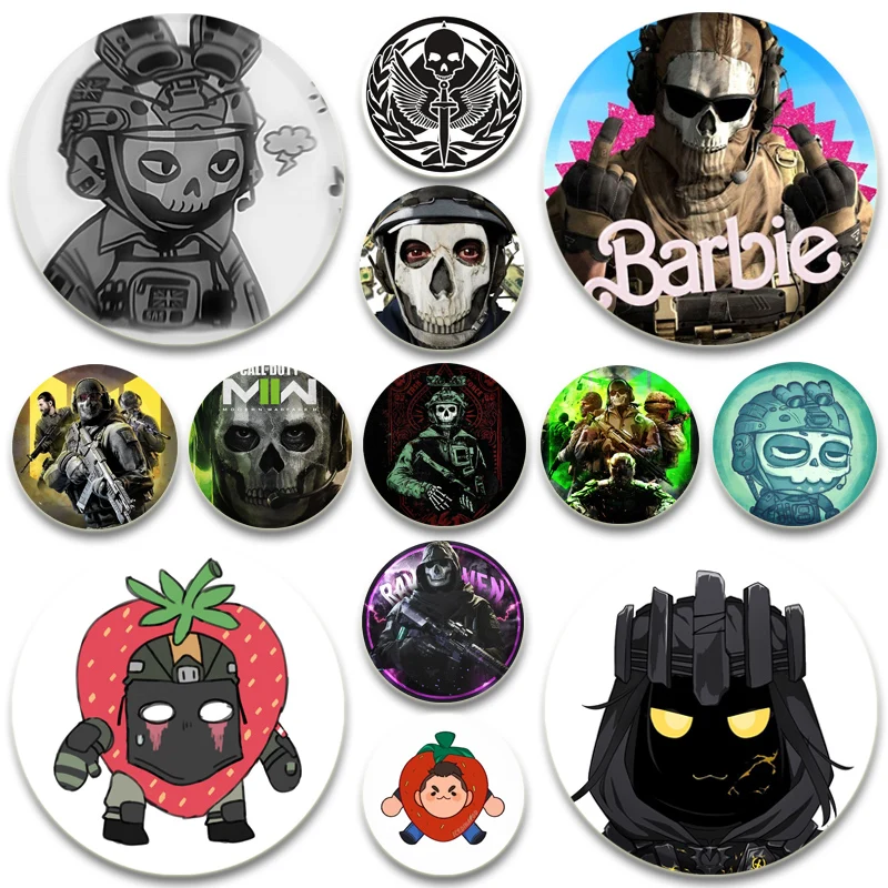 Horúca hra guľatá Pins Ghost Skull Black Ops Brošes Call of Duty Tinplate Soft Button Odznak Denné štýlové ozdobné príslušenstvo
