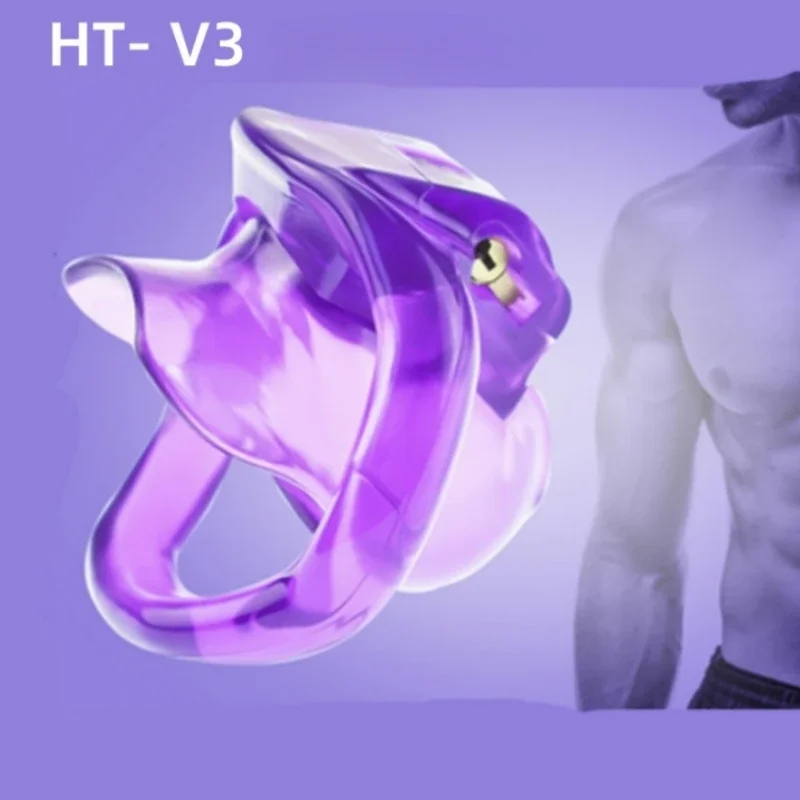 Horúca HT V3 Chastity Cage 3 Farby klietka klietka cudnosť zariadenia so 4 prsteňmi Mini penis zámok pásu pre dospelé sexuálne hračky pre muža gay 18+obchod