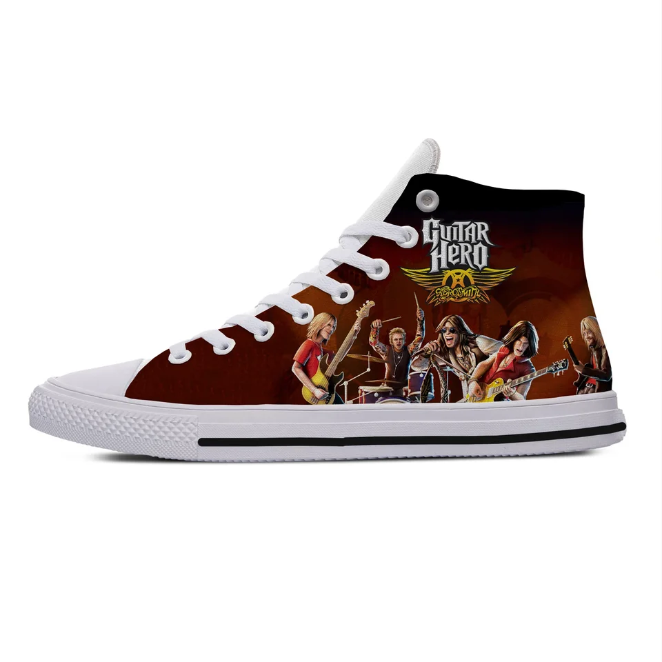 Horúca letná módna žena mužský tenisky Príležitostné dosky topánky Vysoko kvalitné vysoké pomocné plátno topánky Aerosmith Rock Band Board Shoes Shoes