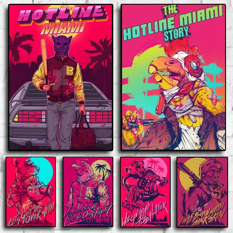 Horúca linka miami plagát Classic Adventure Game Plagáty výtlačky plátno maľba nástenné umenie picturácie dekorácia obývacia izba domov dekor
