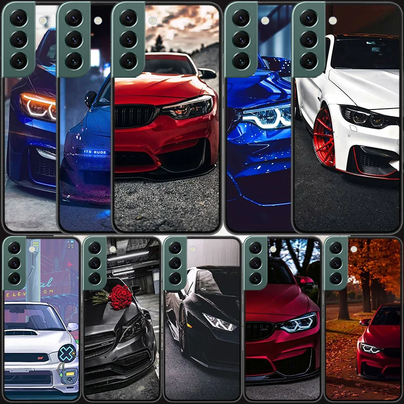 Horúca modrá červená pre telefón BMW pre Samsung Galaxy S24 S22 Ultra S21 Plus S20 S23 Fe Case S10E S10E S9 S8 S7 Edge Cover Silikón Soft Soft