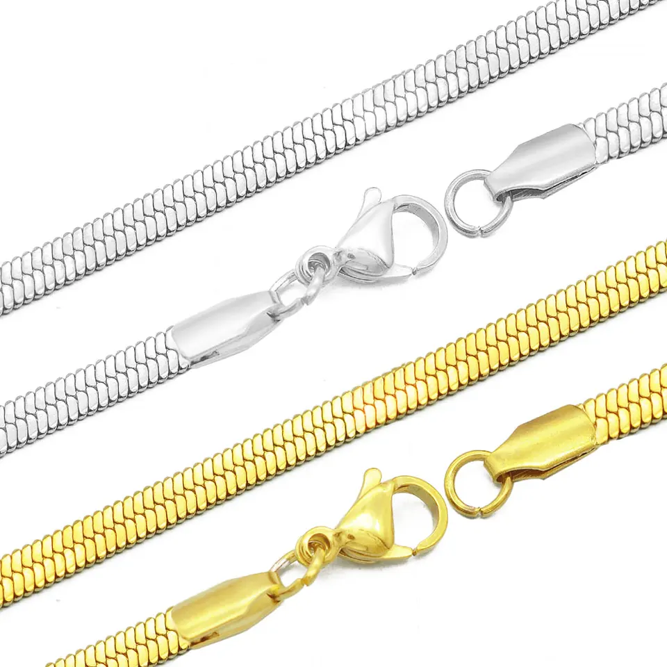 Horúca plochá hadí choker 316 Nerezová oceľ Ženy Rybie kosť reťaz náhrdelník Veľkoobchod neklenutých šperkov vrstvenia