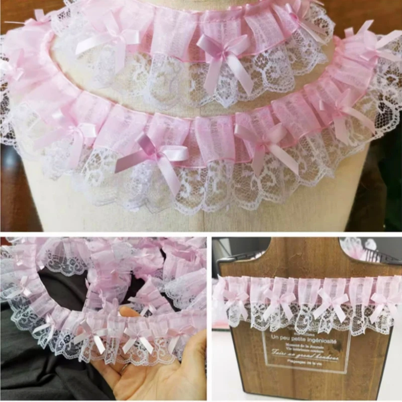Horúca ružová výšivka 3D kvetina Tulle Lace Trik Brees Stuha DIY Šijacie aplikácie Golier Fringe strapce Svadobné Guipure príslušenstvo
