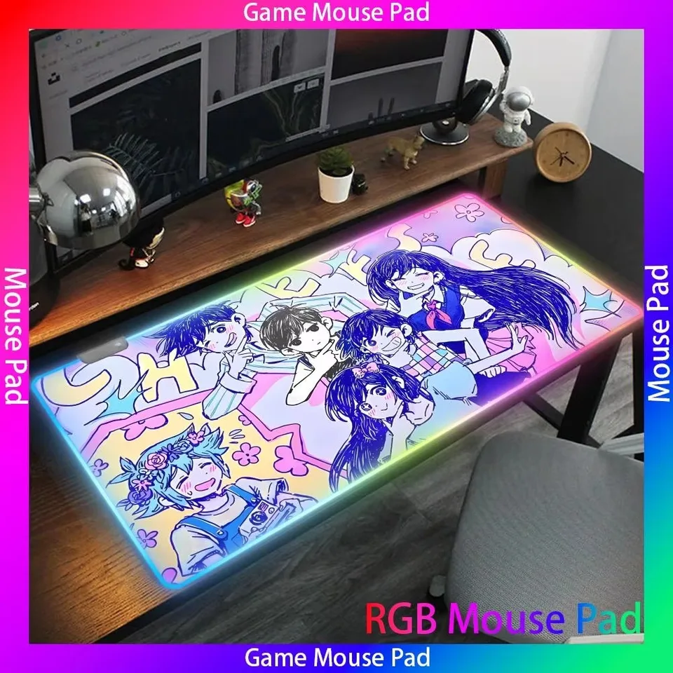 Horúca videohra O_omori RGB Mouse Pad LED VEĽKÉ GAMER Mousepads LUMINUME Kawaii Cute Deskmat High-End E-Sports Klávesová podložka