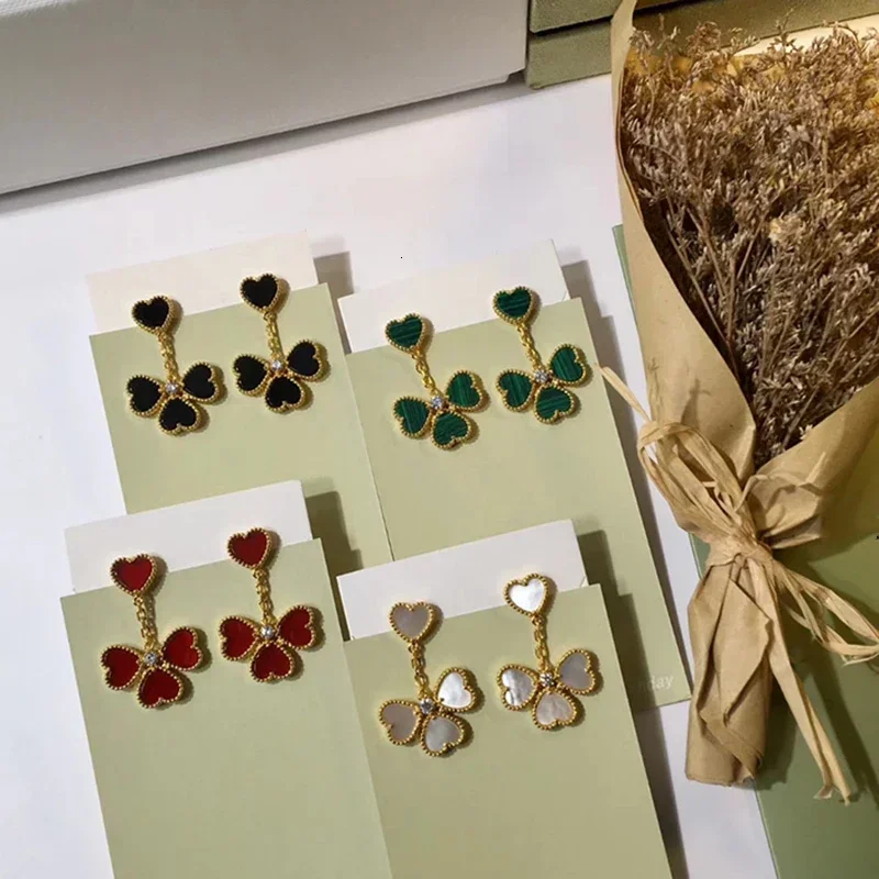 Horúca značka Fashion Party šperky pre ženy zlatá farba červené srdiečkové prstene náušnice šperky sada 4 listy kvetinové šperky sada šperkov