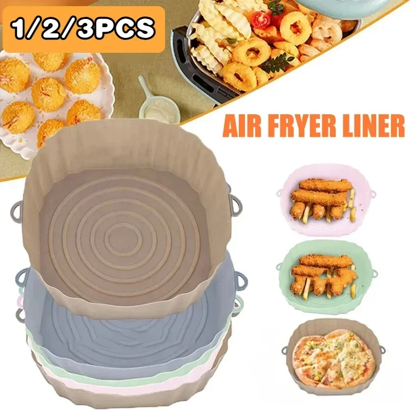 Horúce 3ks/nastavená vzduchová fryer panvica silikónového koša Airfryer Rúru pečivo Silikónový podnos opakovane použiteľného vzduchového friky hrnca panvica vložky forma na pečenie