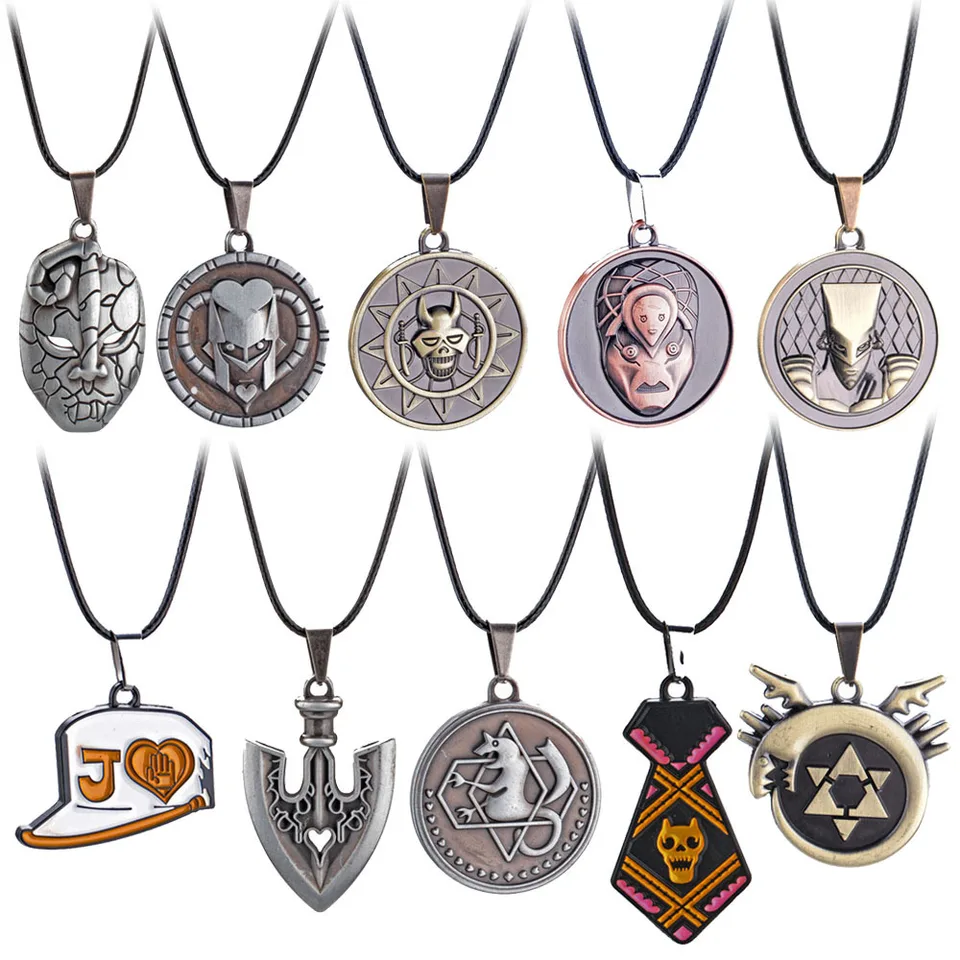 Horúce anime jojos bizarné dobrodružné náhrdelníky Kujo Jotaro Arrow kov kovový prívesok retiazka Choker Keychain Charm Darčeky šperky