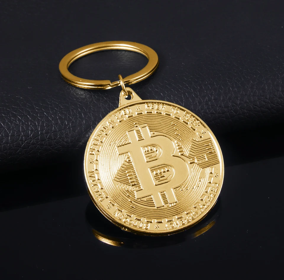 Horúce bitcoinové mince Keychains Vysoko kvalitné hudobné pásmo Badge Metal Keyring Men Ženy Pamätné zberateľky Darček 3 farby