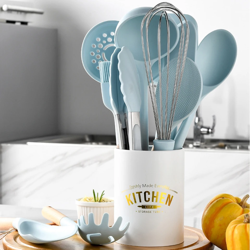 Horúce jedlo Blue Silikone Kitchen Coening Hladka špachtle