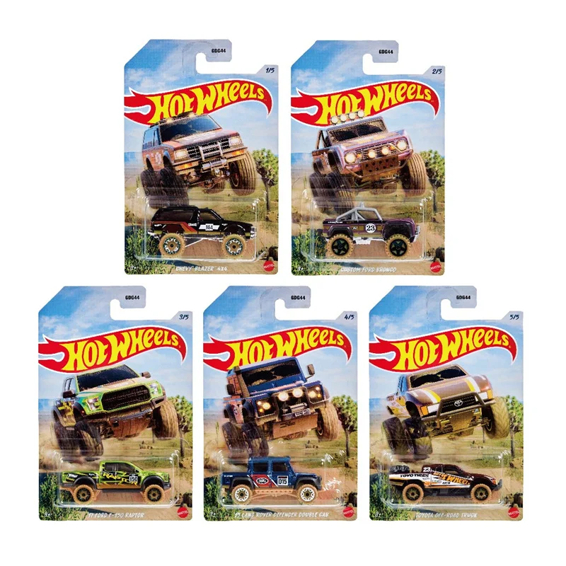Horúce kolesá autá Desert Rally Racing Land Rover Ford Raptor Toyota 1/64 Metal Die-Cast Model Model Collection Hračky