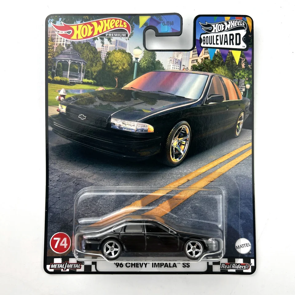 Horúce kolesá Boulevard 96 Chevy Impala SS 1/64 Zbierka kovové kovové caast auto gjt68