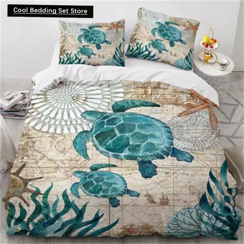 Horúce korytnačky posteľné súpravy Anime morské korytnačky HD Bedspread for Teens Girls Fashion Twin Single Queen King King Cover Cover