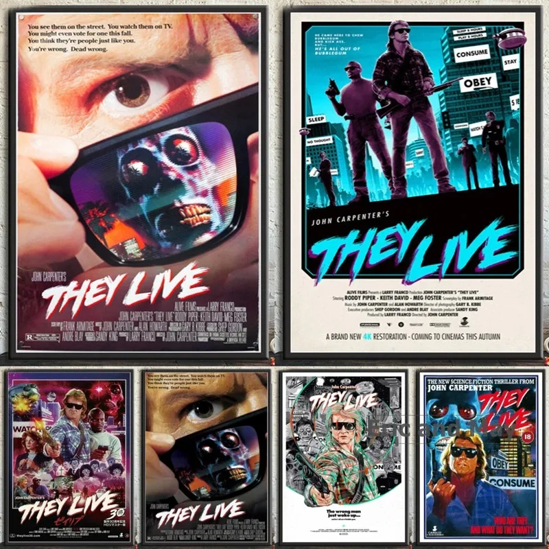 Horúce olejové plátno maľba, žijú hororový filmový film John Carpenter Plagát výtlačky umelecké nástenné obrázky pre obývaciu izbu domov