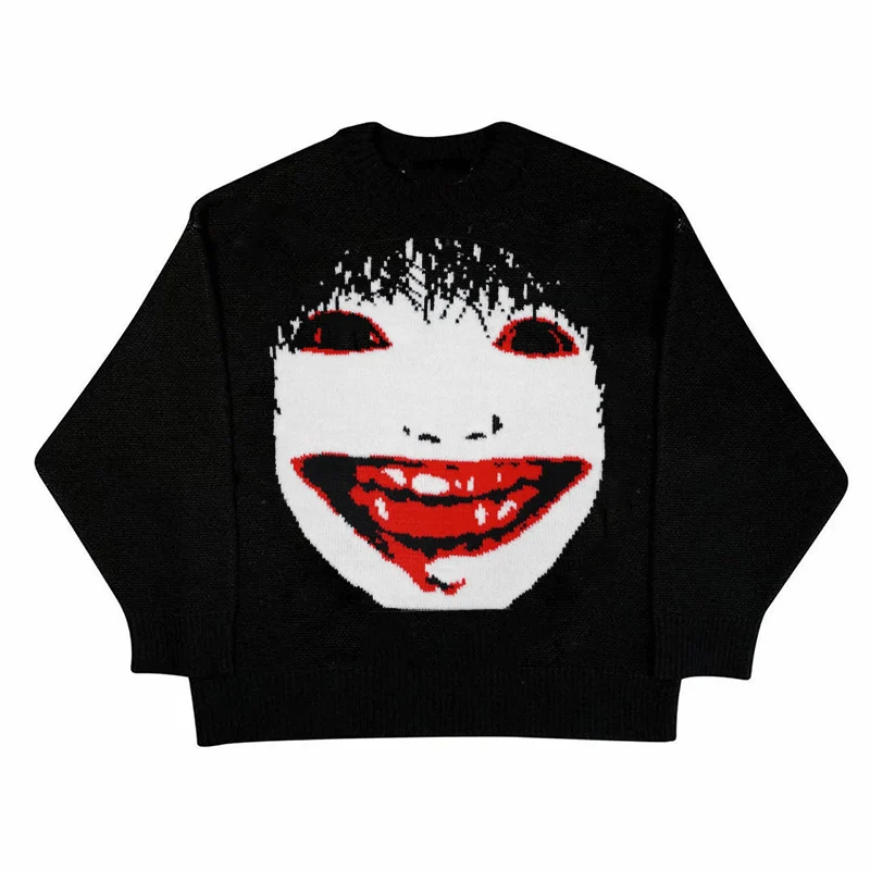 Horúce predaja y2k harajuku výrazový výraz tlačený sveter Jeseň/zimný punk nový hip-hopový sveter unisex estetické oblečenie