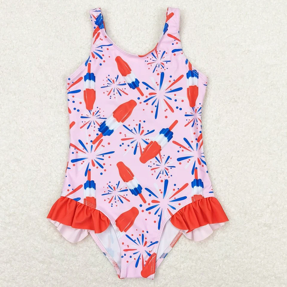 Horúce predajné dievčatká plavky Summer Panvaless bez rukávov One Plaimsuits Match Boys Trunks 4. júla Boutique Swimsuits