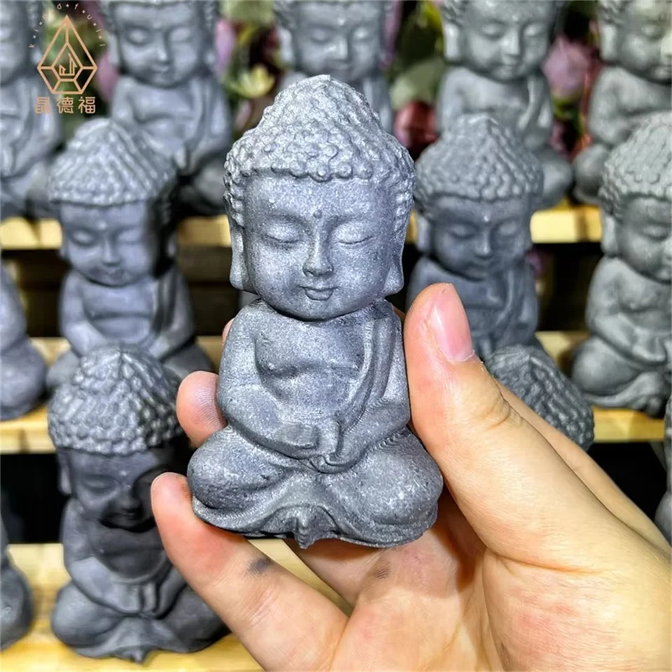 Horúce predávajúce Shungite Baby Buddhas Fengshui Crystal Quartz Stones shungita Buddha pre meditáciu liečivá energia