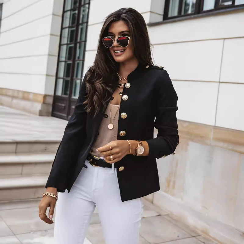 Horúce predávanie s dlhým rukávom Slim Fitting Breasted Small Suit krátka bunda