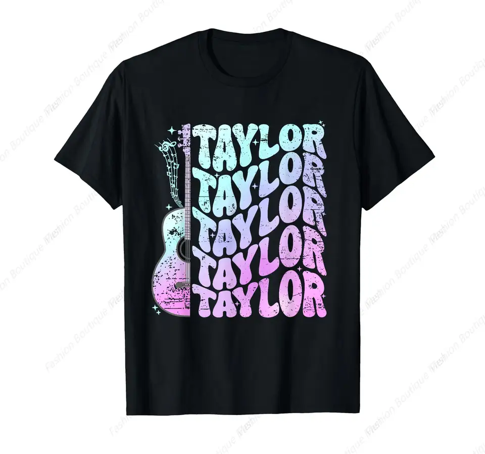 Horúce predávané retro Taylor krstné meno personalizované groovy 80. roky farebné tričko voľný čas