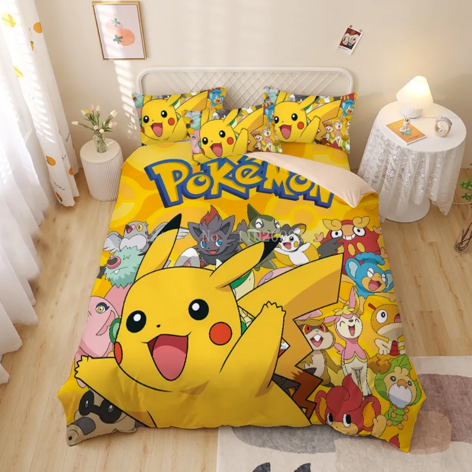 Horúce roztomilé anime Pokemon Pikachu obliečky na obliečky na pokrytie posteľnej bielizne posteľ posteľ Single Twin plné kráľovské deti chlapci dievčatá darček