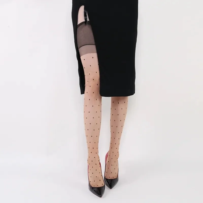 Horúce sexy punka dot pančuchy 100% nylonové stehno s vysokou farbou pleti, ponožky