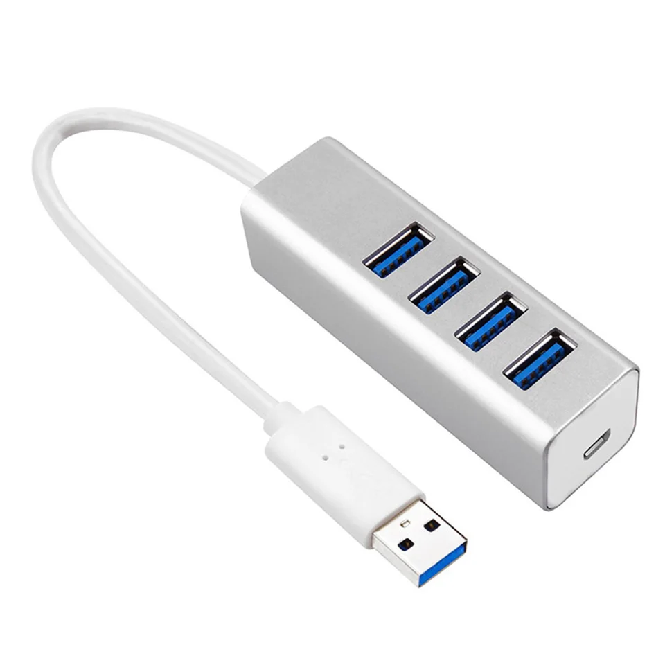 Horúci hliník USB 3,0 Hub Vysoká rýchlosť 4 portov napájací adaptér 5 Gbps Rýchlosť prenosu pre počítačový notebook prenosný počítač PC USB Hubs