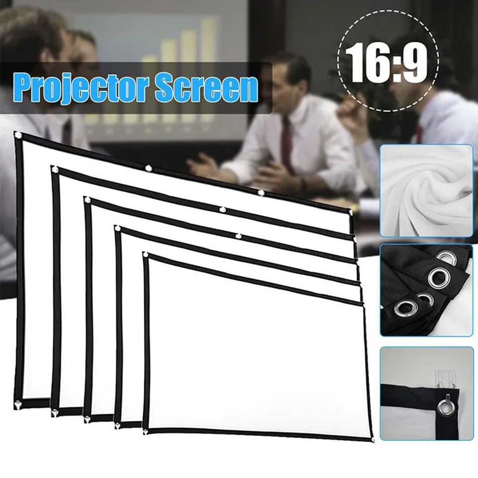Horúci jednoduchý projektor Curtain Home Outdoor KTV Office Domáce divadlo Prenosné 3D HD projektor Screen Dropshipping