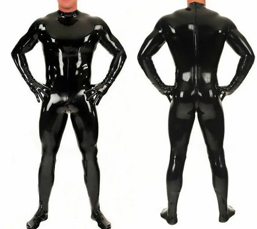 Horúci predaj 100% latexový oblek gumový gummi čistý čierny pančuchový pančuchy CASUIT 0,4 mm S-XXL