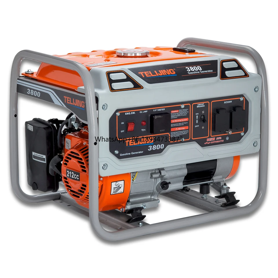 Horúci predaj 100% medeného drôtu 3,2 KVA Generátor benzínu Jednofázový generátor motora 7,5 HP s prenosným generátorom kolies