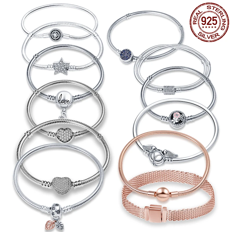 Horúci predaj 925 Sterling strieborný okrúhly náramok vhodný pre Pandora Brája náramok DIY Luxusný módny dámsky darček