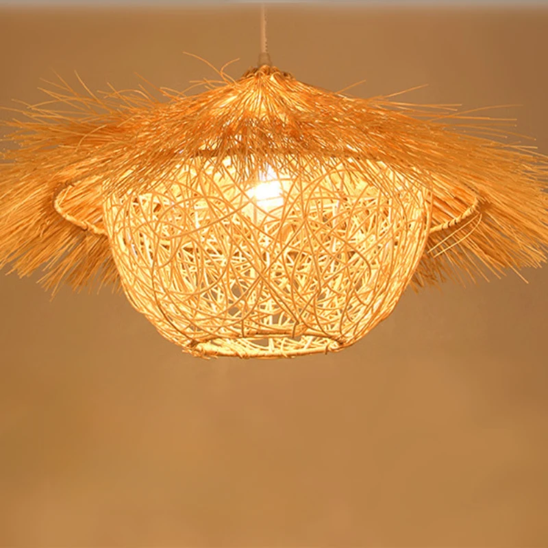 Horúci predaj bambusová prívesok lampa reštaurácia bambus vinice lampy Lustery prívesok svetlá Handmadenatural Rattan prúdik E27 LED